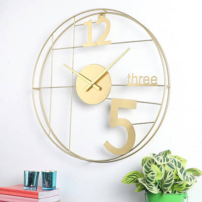 12-Three-5 Elegant Gold Wall Clock image