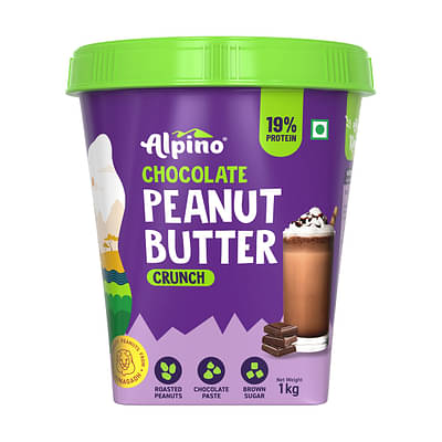 Alpino Chocolate Peanut Butter Crunch 1kg - Roasted Peanuts, Chocolate Paste, Brown Sugar & Sea Salt - 24g Protein, Gluten Free, Vegan – Plant Based Peanut Butter Crunchy image