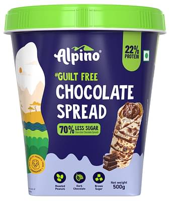 Alpino Guilt Free Dark Chocolate Spread 500g – 70% Less added Sugar, 22% Protein, 28% Healthy Fats, No Palm Oil, Gluten-Free, Non-GMO - Chocolate Peanut Spread image