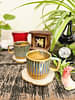 Amber Green Ribbed Ceramic Teacup
