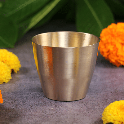 Anand Panila Stylish 100% Heavy Pure Kansa Water Glass 250ml image