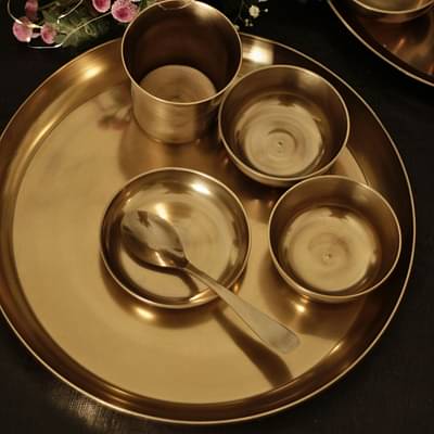 Antique Kansa Thali Set | Bronze Handmade Thali Set image