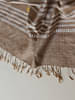 Arras Ahimsa Silk Scarf In Brown With Motifs On White Striped Border & On Body