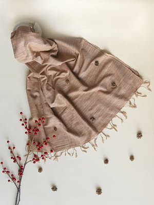 Arras Ahimsa Silk Scarf In Solid Brown image