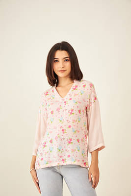 Arras Short Tunic With High Side Slit In Floral Print image