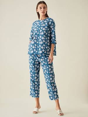 Arras Slim Pants In Blue Floral Print image