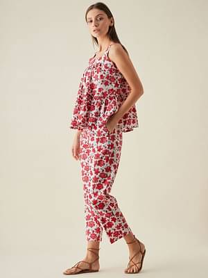 Arras Slim Pants In Red Floral Print image