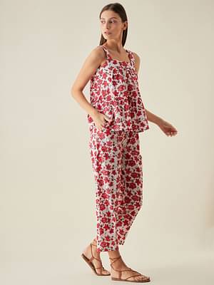 Arras Slim Pants In Red Floral Print image