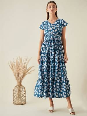 Arras Tiered Maxi Dress In Blue image