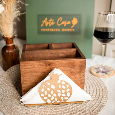 Artecasa Anar Wooden Cutlery Tissue Holder image