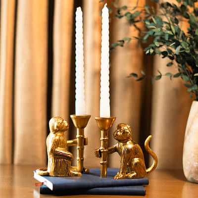 Artecasa Monkey Mischief Candle Holder Set Of 2 image