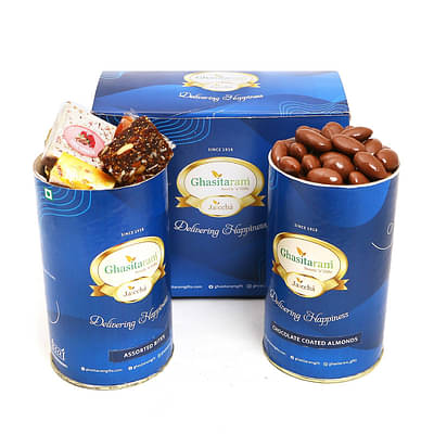 Assorted Bites And Chocolate Coated Almond Cans image