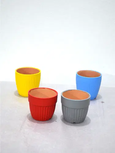 Assorted Painted Terracotta Pots (Set Of 4 Pots) image