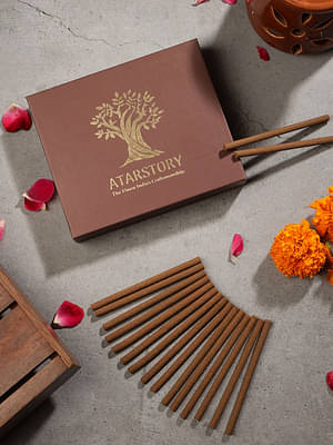 Atarstory Guggal Organic Long-Lasting Bambooless Incense Stick Fresh & Pure Agarbatti For Pooja, Prayer, Worship, Festivals, Occasions, Aroma Home Fragrance (40 Sticks) image