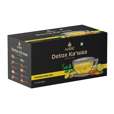 Auric Desi Kahwa Green Tea | 8 Real Ayurvedic Herbs & Rock Salt | Immunity Booster | Improves Digestion 36 Tea Bags image