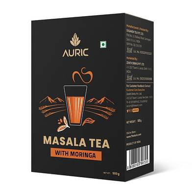 Auric Kadak Moringa Masala Tea - Black Tea from Assam & Darjeeling | Tea Masala Powder Blended with Real Spices (Cardamom, Ginger, Black Pepper) 500 Gms image