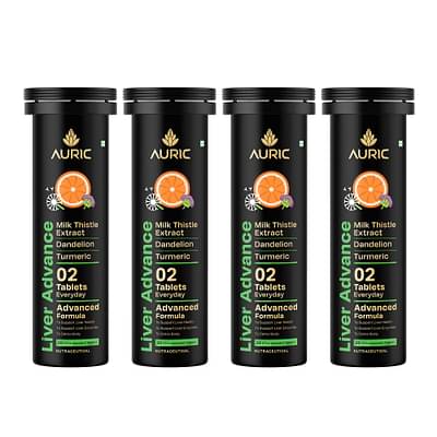 Auric Liver Advance Effervescent | 80 Tablets | Ayurveda Liver Formulation | Clinically Researched With No Artificial Colours Or Sweeteners image