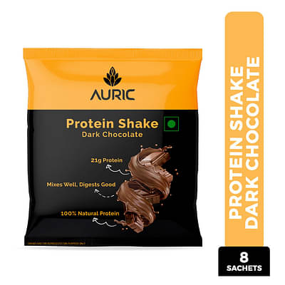Auric Vegan Protein Powder | 21g Protein & 6g BCAA | Dark Chocolate 8 Sachets image