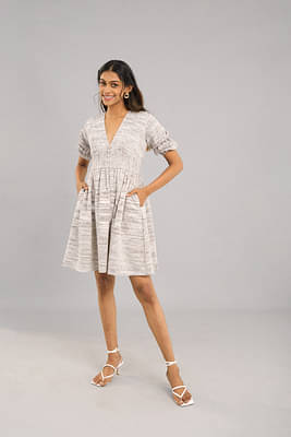 B&W Yoke Striped Dress image