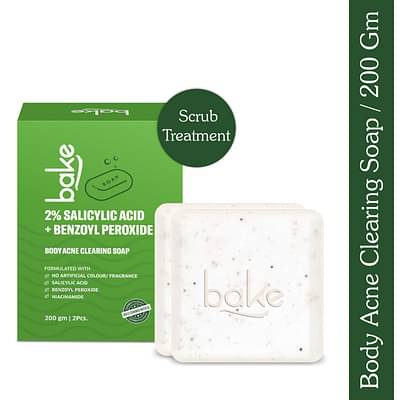 BAKE 2% Salicylic Acid Soap with Niacinamide for Body & Back Acne, Reduces Strawberry Legs & Fades Dark Spots-Pack of 2 (100g x 2) image