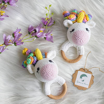 Babies N Mamaas Handmade Unicorn Crochet Rattle image