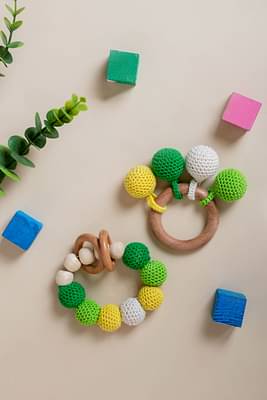 Babies N Mamaas Neem Wood Bead Teether And Rattle image