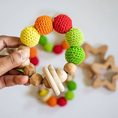 Babies N Mamaas Wooden Crochet Ball Rattle image