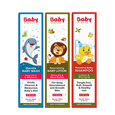 Babyorgano Baby Bathing Care Set Baby Shower Gift Set (200 Ml Each Pack Of 3) image