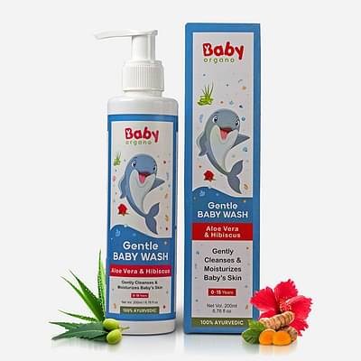 Babyorgano Gentle Body Wash 200Ml For Kids (0-5 Years) | Goodness Of Aloevera, Hibiscus Cleans & Moisturises Skin image