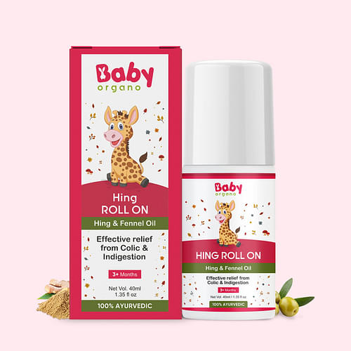 Babyorgano Hing Roll On Relieves in Colic, Tummy Discomfort, Indigestion & Soothes Gas Pain for New Born Baby with 100% Ayurvedic Formulation 40ml image