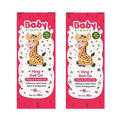 Babyorgano Hing Roll On for Relieves in New Born Baby Colic, Tummy Discomfort, Indigestion & Soothes Gas Pain with 100% Ayurvedic Formulation 40ml Pack2 image
