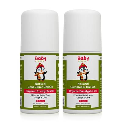 Babyorgano Natural Cold Relief Roll On Combo 40Ml For Kids Cold And Cough L Nose Block L Chest Congestion For Babies image