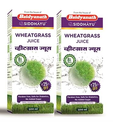 Baidyanath SIDDHAYU Wheatgrass Juice | Detox, Antioxidant & Immunity Booster - 500ml (Pack of 2) image