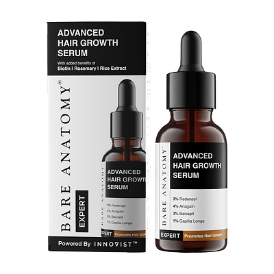 Bare Anatomy Advanced Hair Growth Serum | 3% Redensyl + 4% Anagain + 3% Baicapil + 1% Capilia Longa, Rosemary, Biotin & Rice Extract | Hair Growth & Hair Fall Control Serum For Women & Men | Sls & Paraben Free | 30 Ml image