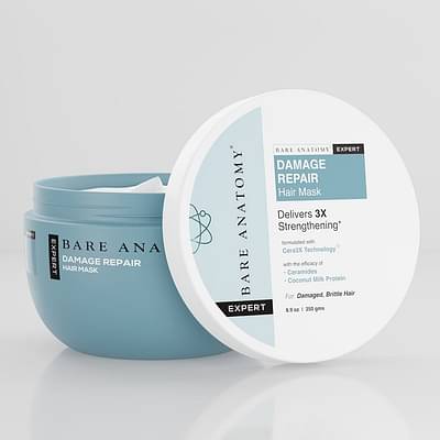 Bare Anatomy Damage Repair Hair Mask | Hair Mask For Dry & Frizzy Hair With Coconut Milk Protein | 250 Gm image