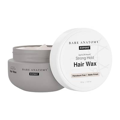 Bare Anatomy Expert 24 Hours Strong Hold Hair Wax | Sulphate Free & Petroleum Free | Hair Wax For Men | Extra Strong Hold | Matte Finish, Easily Removable & Non Greasy | 100 Gm image