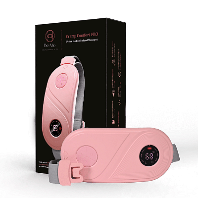 Be Me Cramp Comfort PRO: Portable & Easy to use with Rechargeable Bigger Battery | 3 Heat 3 Massage Modes for Period Pain Relief | Faster Pain Relief with Wider Coverage Area 60+ Inch Adjustable Belt image