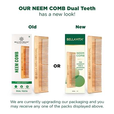 Bella Vita Organic Dual Teeth Wooden Neem Comb(1 Pc) image