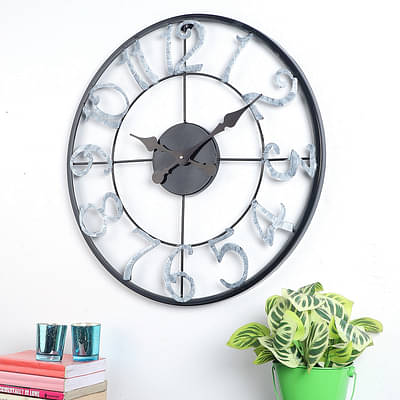 Black & Silver Numeric Wall Clock image