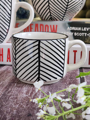 Black And White Chevron Patterned Ceramic Teacup image