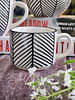 Black And White Chevron Patterned Ceramic Teacup