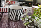 Black And White Chevron Patterned Ceramic Teacup