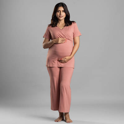 Block Hop Old Rose Maternity Co-Ord Set image