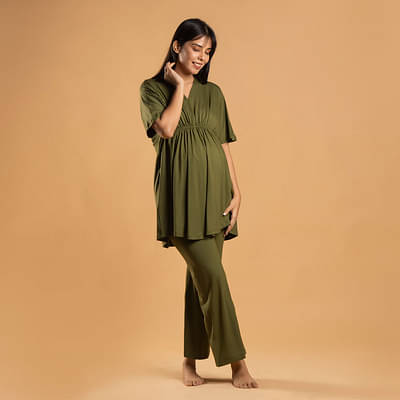 Block Hop Olive Kaftan Top image