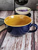 Blueberry And Mustard Yellow Colored Glossy Ceramic  Cappuccino/Latte/Soup Mug