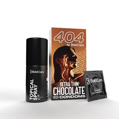 Bold-Care-Extend-Delay-Spray-For-Men,-20Ml---Pack-Of-1-Bold-Care-404-Super-Ultra-Thin-Chocolate-Flavored-Condoms-For-Men---60-Microns,-With-Disposable-Pouches-Pack-Of-10---Combo