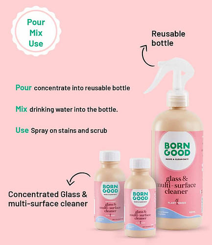 Born Good Plant-based Glass & Multi-Surface Cleaner Concentrate Kit (Makes 1 L) image