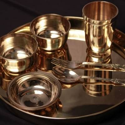 Brass Thali Set | Pital Dinner Thali image