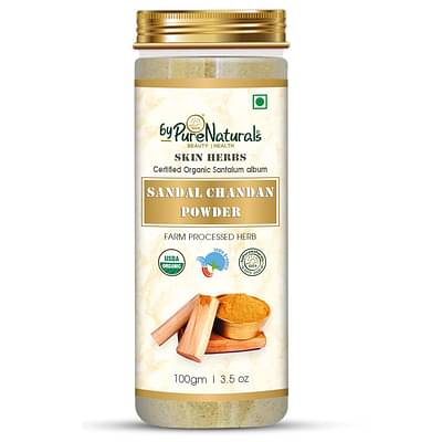 Bypurenaturals 100% Pure & Organic Sandalwood Powder For De Tan, Glowing Skin, Fades Acne Scars & Ageing Marks Chandan Powder - 100Gm image