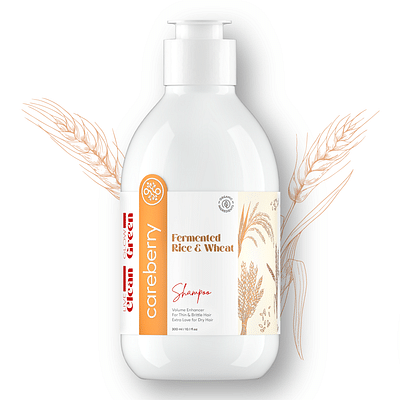 Careberry Fermented Rice & Wheat Volumizing Shampoo | For Thin, Dry Hair | Organic | Sulphate-Free, Vegan | Adds Shine & Strength | 300ml image